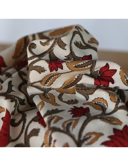 Shaivan - Tissu indien en coton imprimé main Hand Block