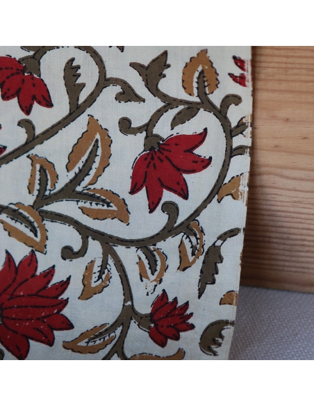 Shaivan - Tissu indien en coton imprimé main Hand Block