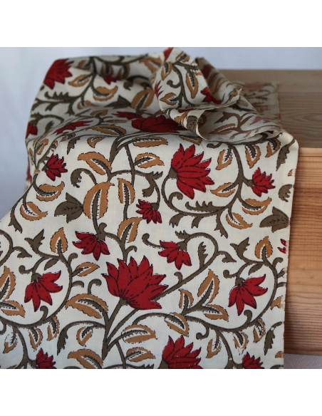 Shaivan - Tissu indien en coton imprimé main Hand Block