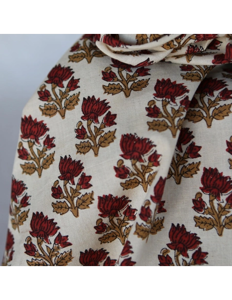 Shaivan B - Tissu indien en coton imprimé main Hand Block