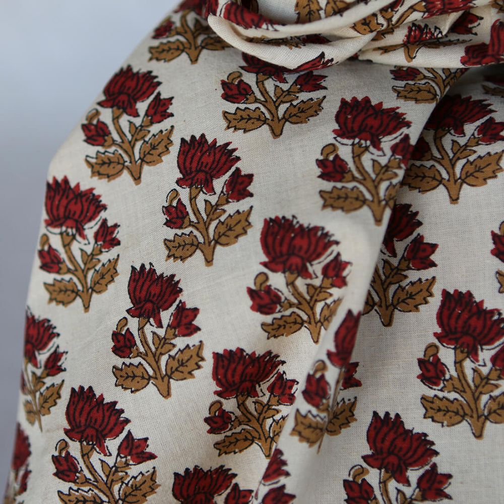 Shaivan B - Tissu indien en coton imprimé main Hand Block