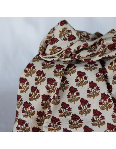 Shaivan B - Tissu indien en coton imprimé main Hand Block