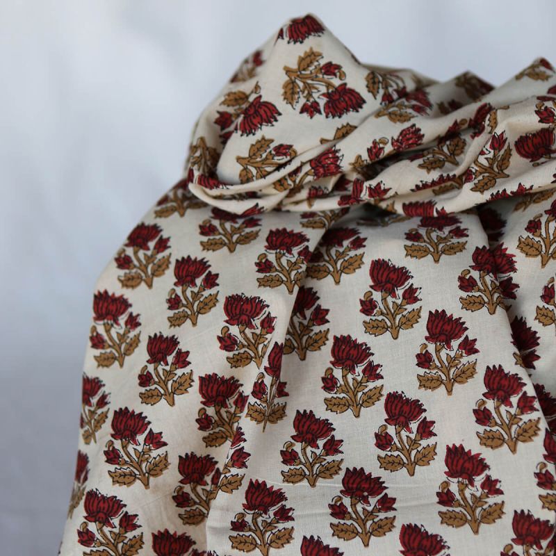 Shaivan B - Tissu indien en coton imprimé main Hand Block