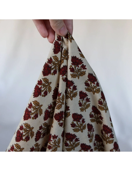 Shaivan B - Tissu indien en coton imprimé main Hand Block