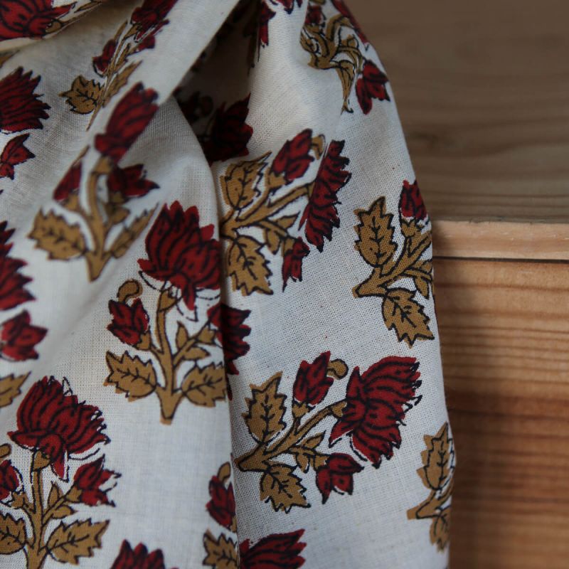 Shaivan B - Tissu indien en coton imprimé main Hand Block