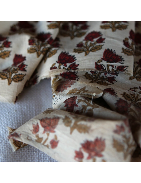 Shaivan B - Tissu indien en coton imprimé main Hand Block