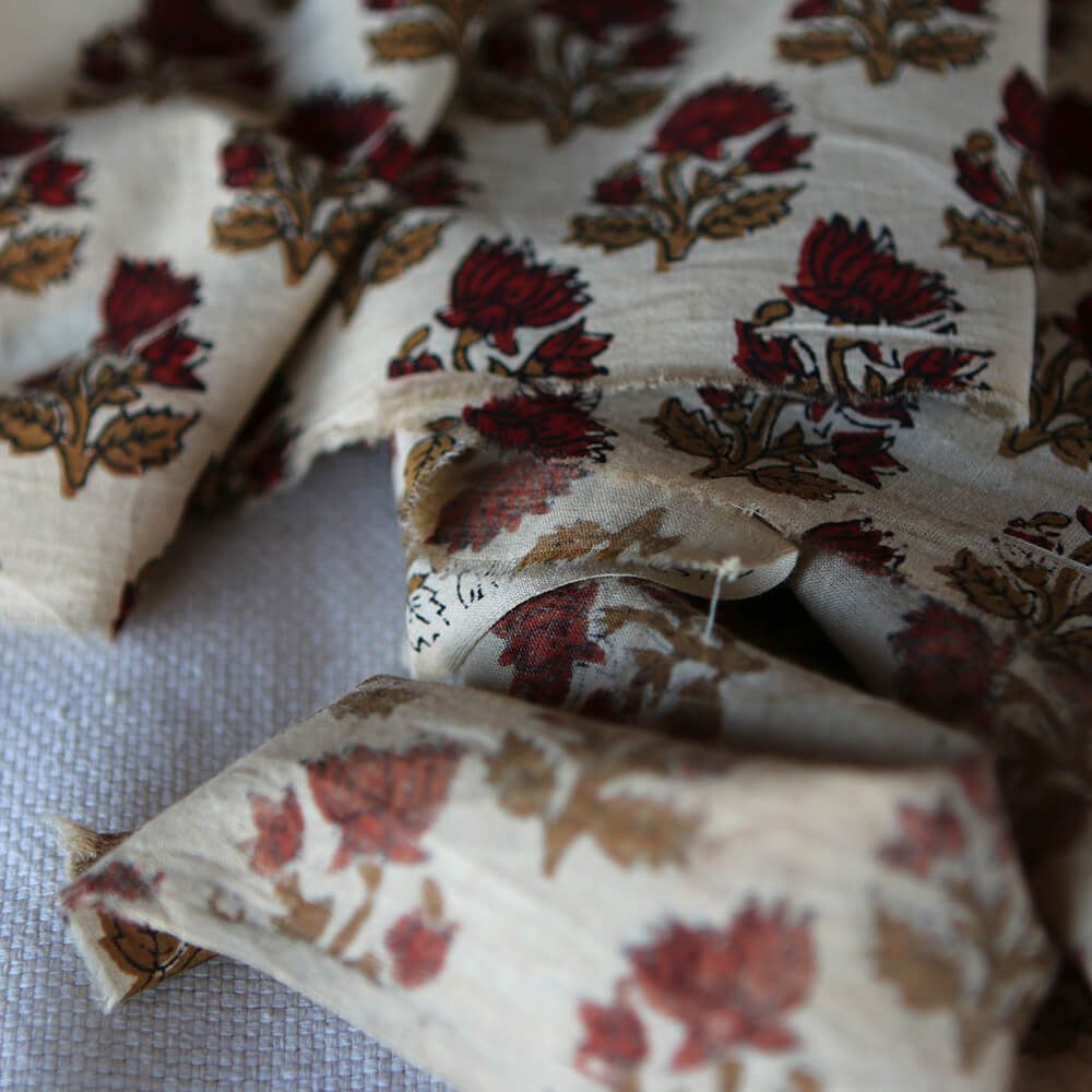 Shaivan B - Tissu indien en coton imprimé main Hand Block