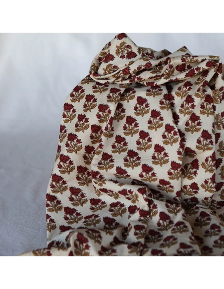 Shaivan B - Tissu indien en coton imprimé main Hand Block