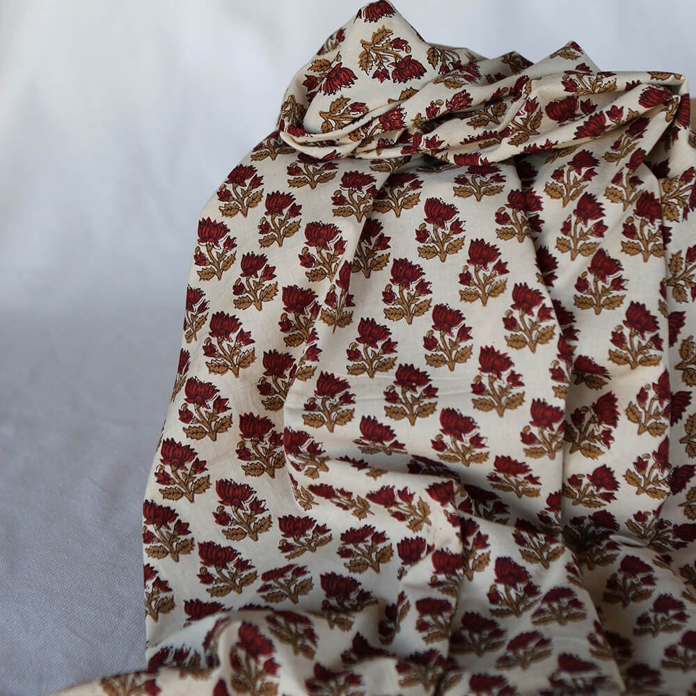 Shaivan B - Tissu indien en coton imprimé main Hand Block