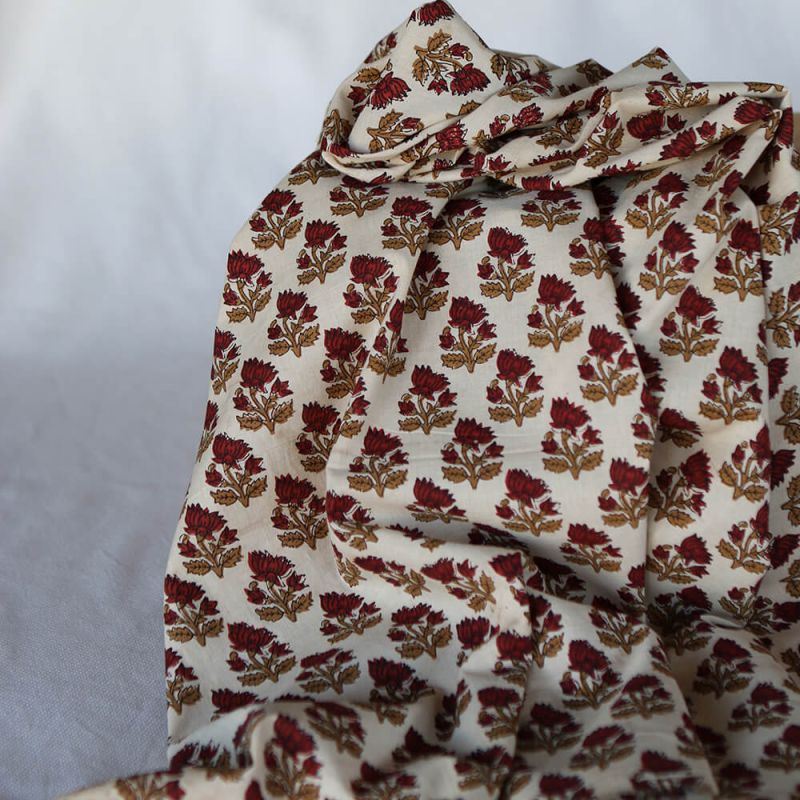 Shaivan B - Tissu indien en coton imprimé main Hand Block