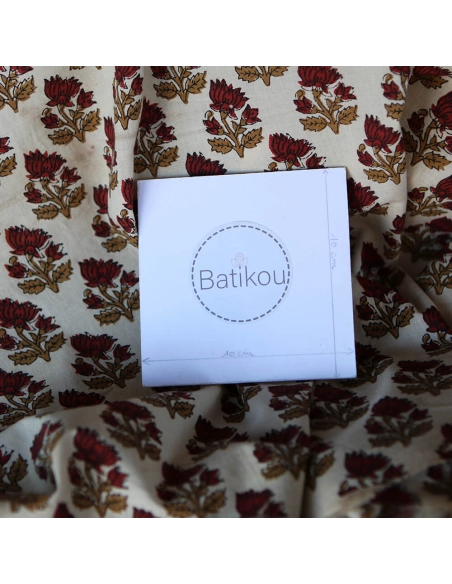 Shaivan B - Tissu indien en coton imprimé main Hand Block