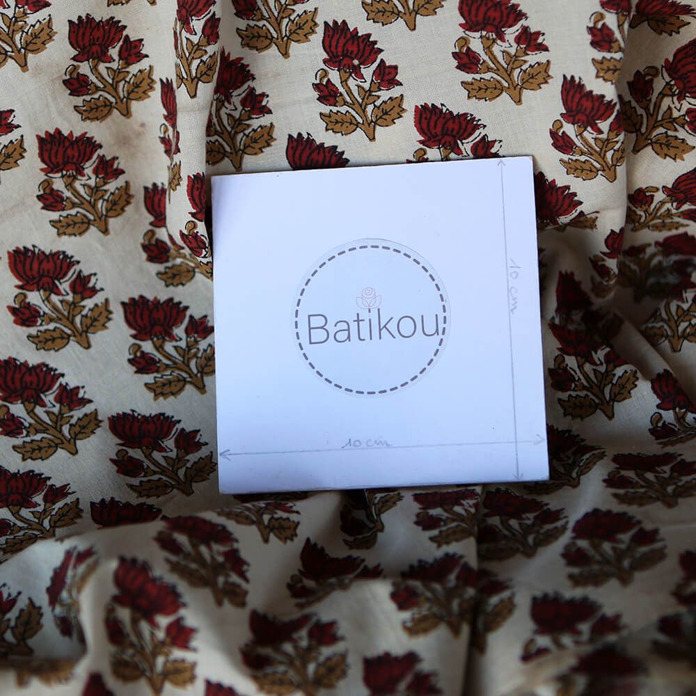 Shaivan B - Tissu indien en coton imprimé main Hand Block