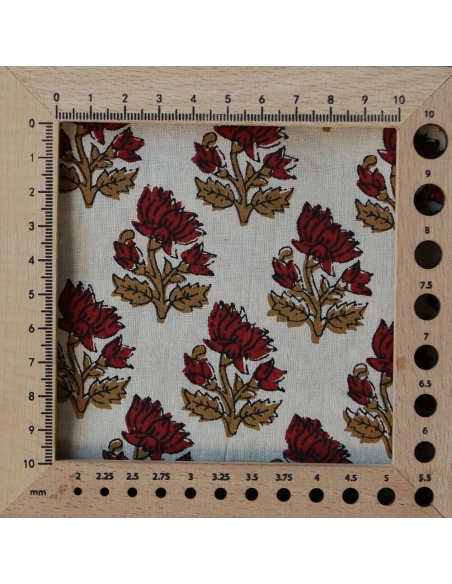 Shaivan B - Tissu indien en coton imprimé main Hand Block