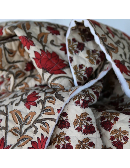 Shaivan - Tissu indien matelassé double face coton hand block largeur 100cm