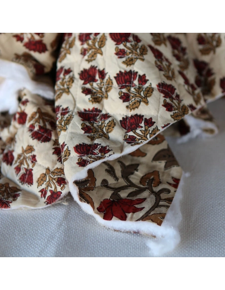 Shaivan - Tissu indien matelassé double face coton hand block largeur 100cm