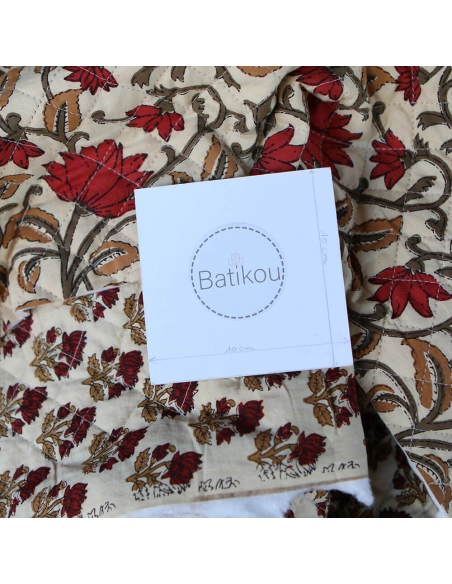 Shaivan - Tissu indien matelassé double face coton hand block largeur 100cm