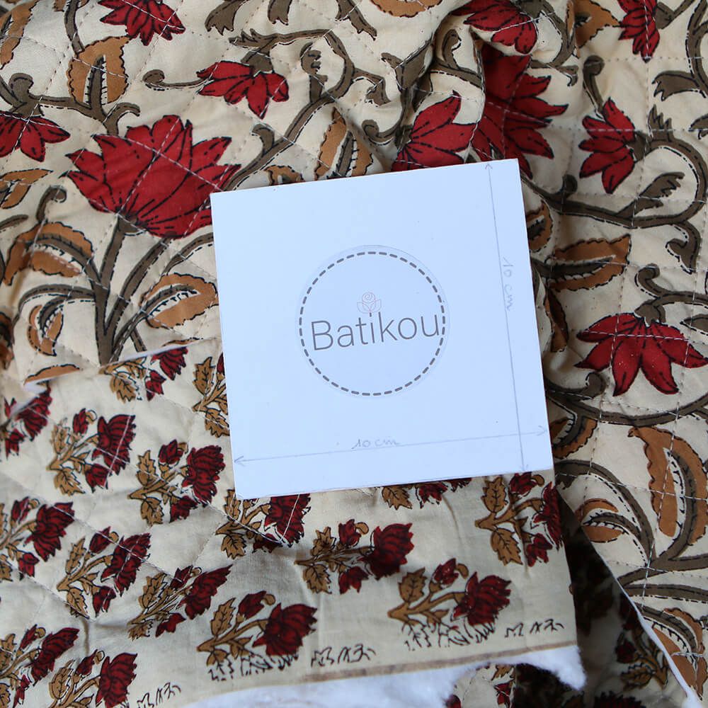 Shaivan - Tissu indien matelassé double face coton hand block largeur 100cm