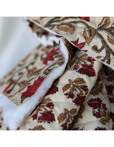 Shaivan - Tissu indien matelassé double face coton hand block largeur 100cm