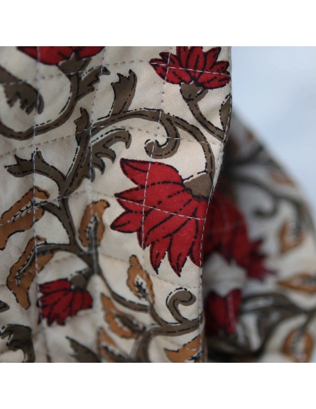 Shaivan - Tissu indien matelassé double face coton hand block largeur 100cm