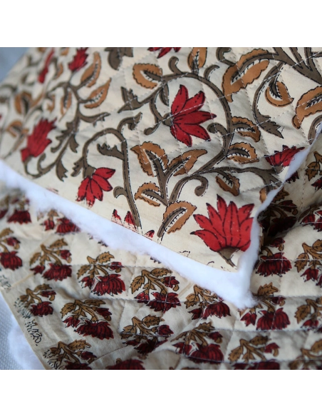 Shaivan - Tissu indien matelassé double face coton hand block largeur 100cm