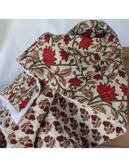 Shaivan - Tissu indien matelassé double face coton hand block largeur 100cm