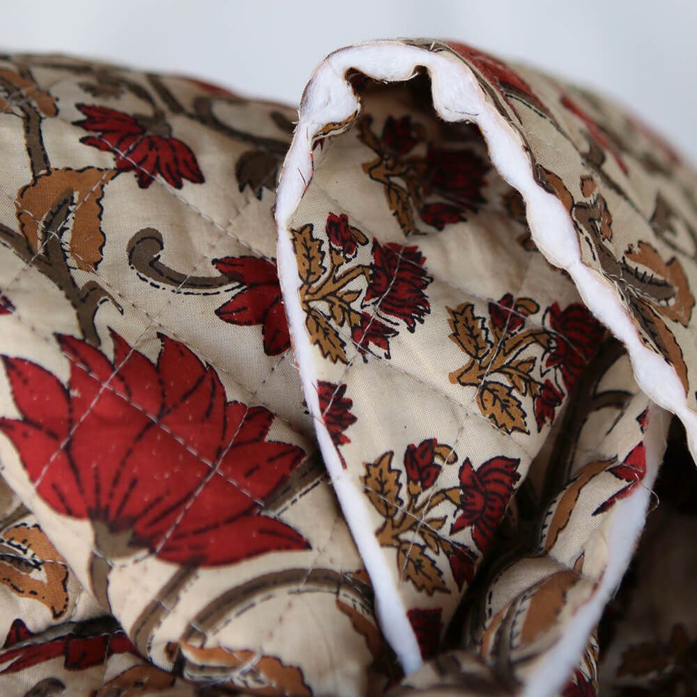 Shaivan - Tissu indien matelassé double face coton hand block largeur 100cm