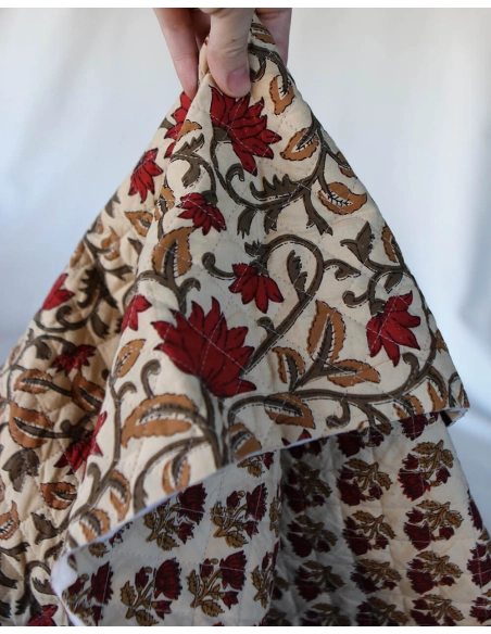 Shaivan - Tissu indien matelassé double face coton hand block largeur 100cm