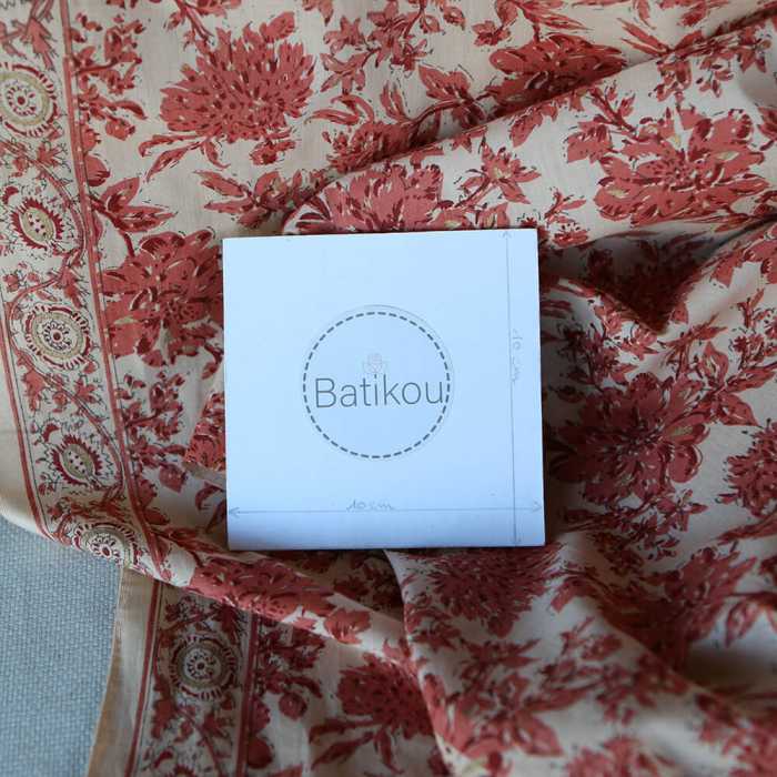 Anjali - Tissu indien coton hand block traditionnel touches de doré