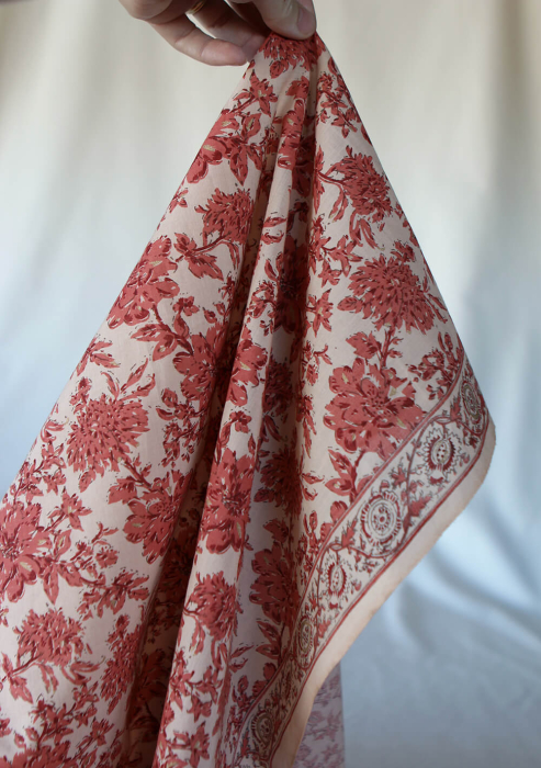 Anjali - Tissu indien coton hand block traditionnel touches de doré