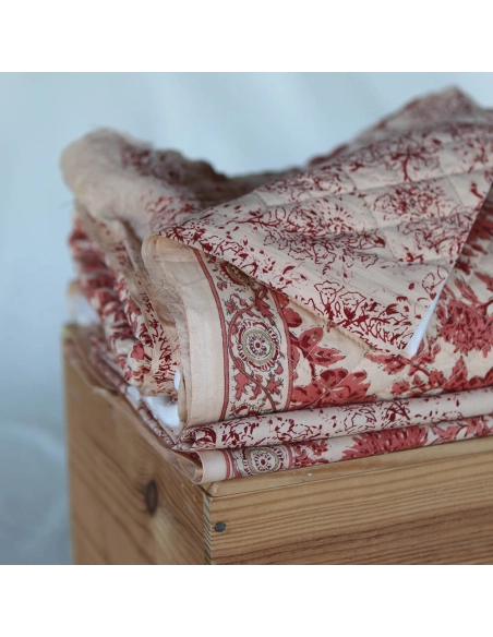 Anjali - Tissu indien matelassé double face coton hand block largeur 100cm
