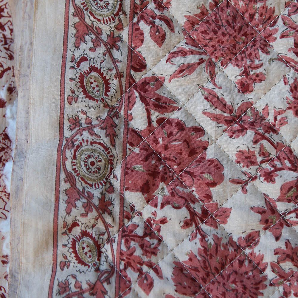 Anjali - Tissu indien matelassé double face coton hand block largeur 100cm