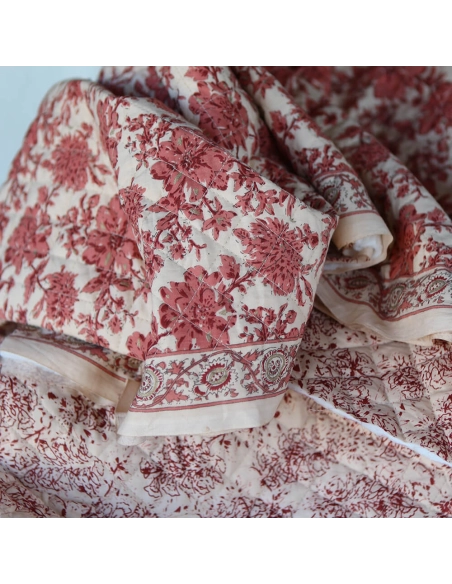 Anjali - Tissu indien matelassé double face coton hand block largeur 100cm