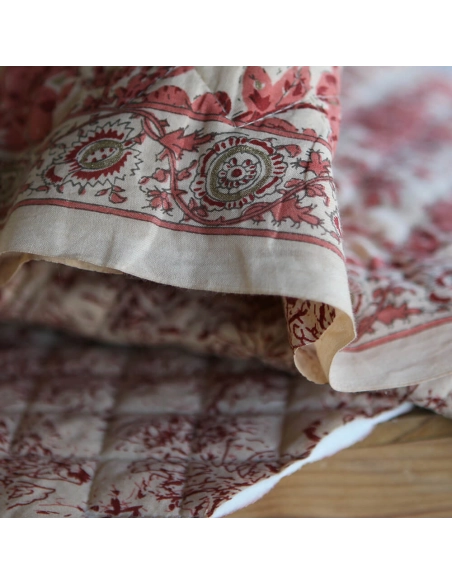 Anjali - Tissu indien matelassé double face coton hand block largeur 100cm