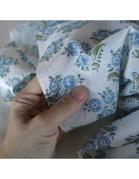 Anika - Tissu indien coton hand block traditionnel