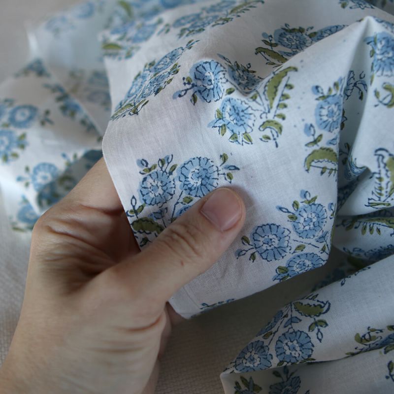 Anika - Tissu indien coton hand block traditionnel