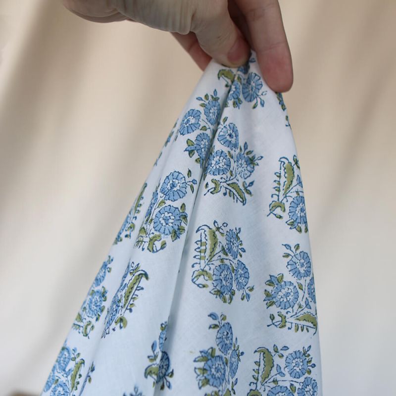Anika - Tissu indien coton hand block traditionnel