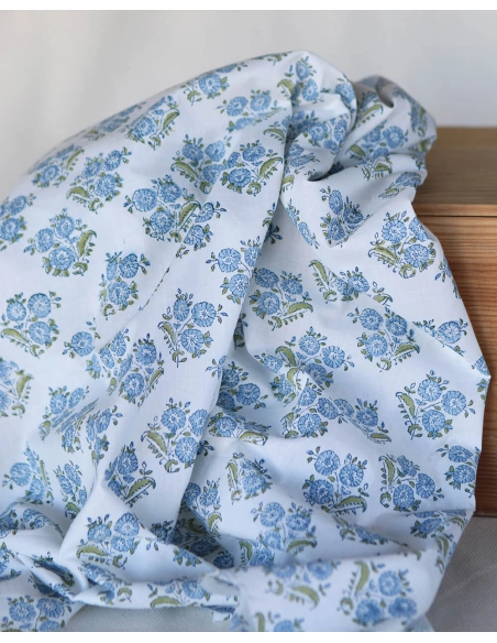 Anika - Tissu indien coton hand block traditionnel