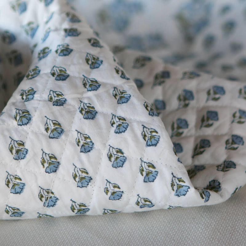 Anika - Tissu indien matelassé double face coton hand block largeur 100cm