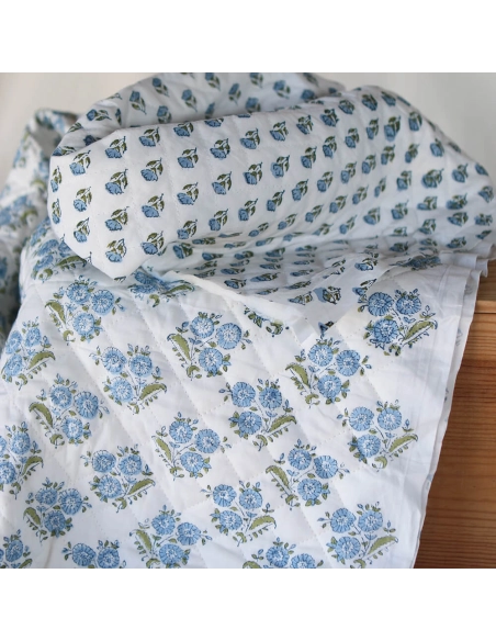 Anika - Tissu indien matelassé double face coton hand block largeur 100cm