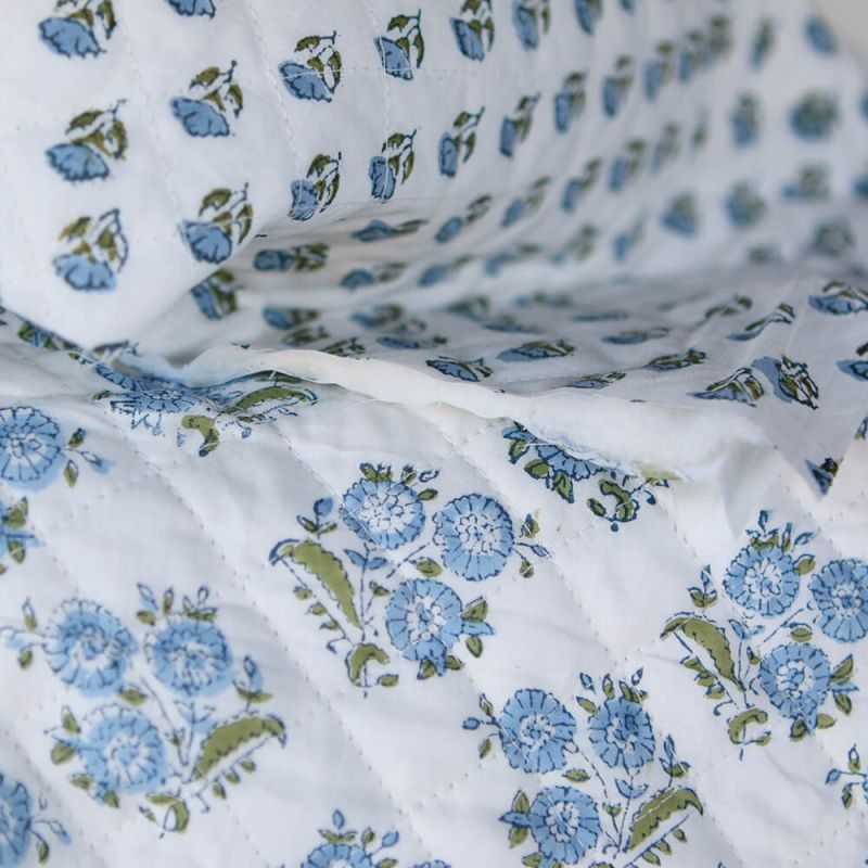 Anika - Tissu indien matelassé double face coton hand block largeur 100cm