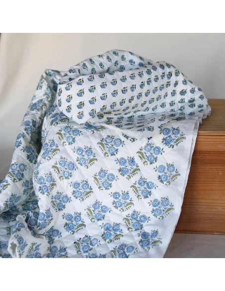 Anika - Tissu indien matelassé double face coton hand block largeur 100cm