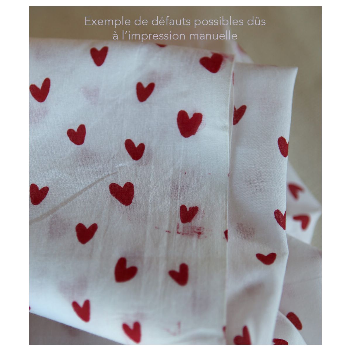 Dil / coeurs rouges - Tissu indien coton hand block traditionnel Dil / coeurs rouges - Tissu indien coton hand block traditionnel