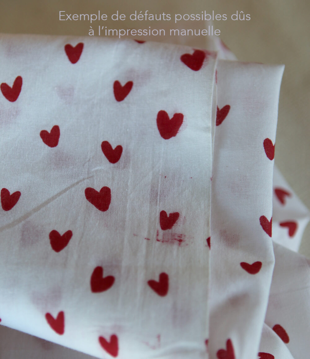 Dil / coeurs rouges - Tissu indien coton hand block traditionnel