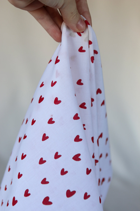 Dil / coeurs rouges - Tissu indien coton hand block traditionnel