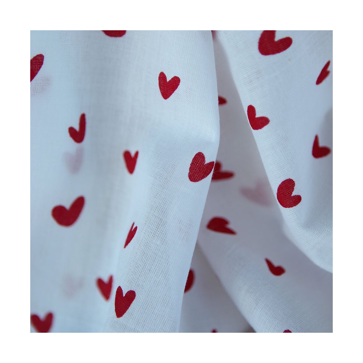 Dil / coeurs rouges - Tissu indien coton hand block traditionnel Dil / coeurs rouges - Tissu indien coton hand block traditionnel