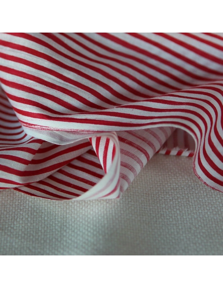 Rayures rouge - Tissu indien coton hand block traditionnel