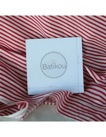 Rayures rouge - Tissu indien coton hand block traditionnel