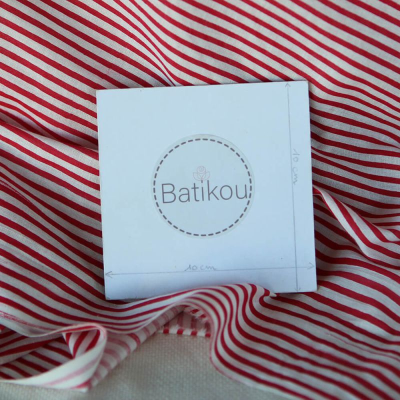 Rayures rouge - Tissu indien coton hand block traditionnel