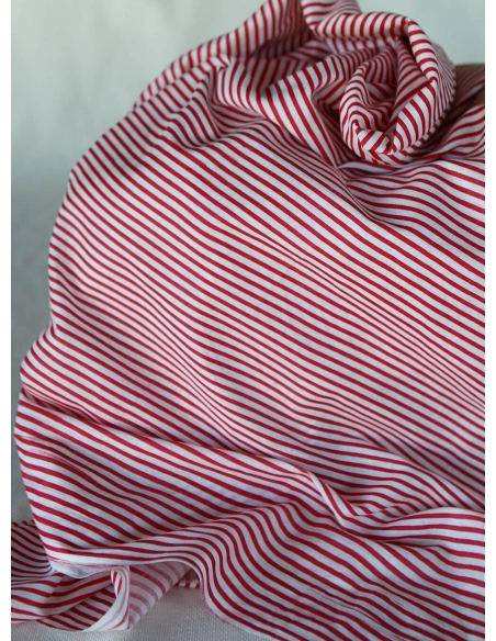 Rayures rouge - Tissu indien coton hand block traditionnel