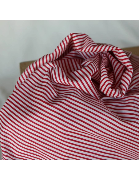 Rayures rouge - Tissu indien coton hand block traditionnel